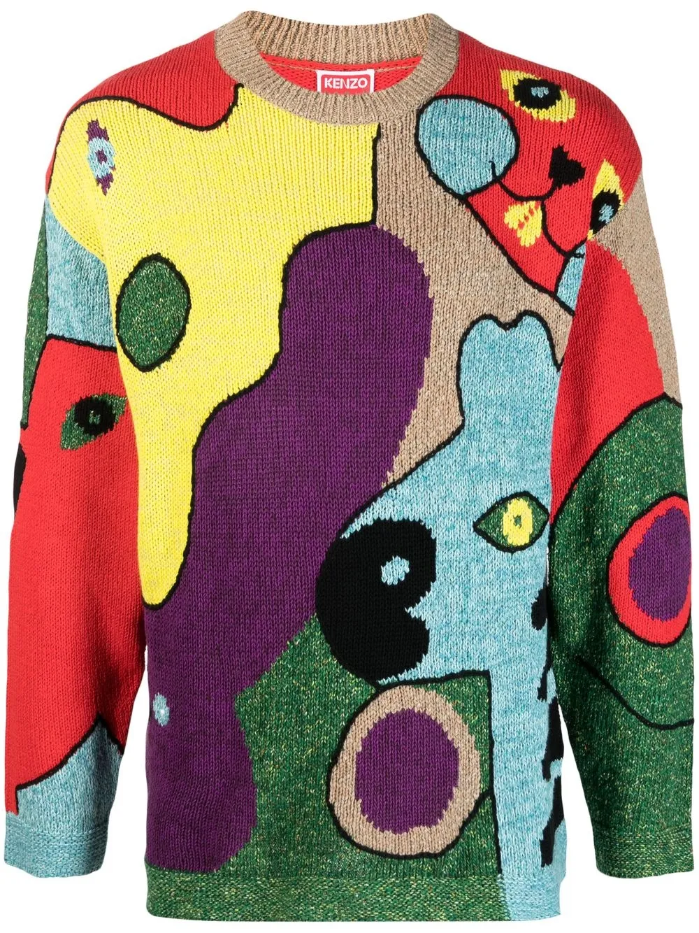 Shop Kenzo Multicolour Knitted Jumper In Rot