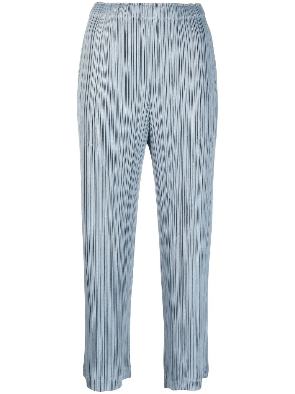 Issey Miyake Plissé Cropped Tapered-leg Trousers In Blau