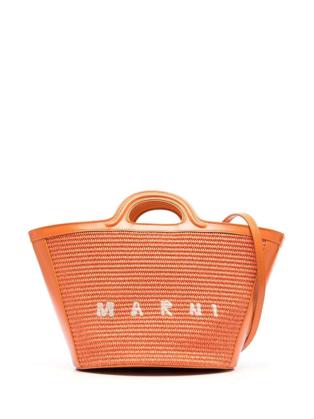 Marni logo-embroidery Raffia Tote - Farfetch