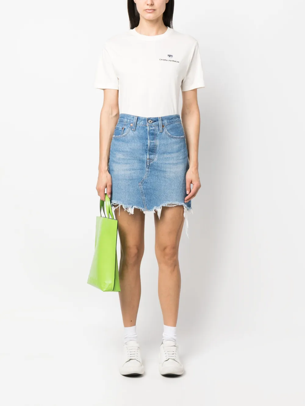 Chiara Ferragni T-shirt met logopatch - Beige