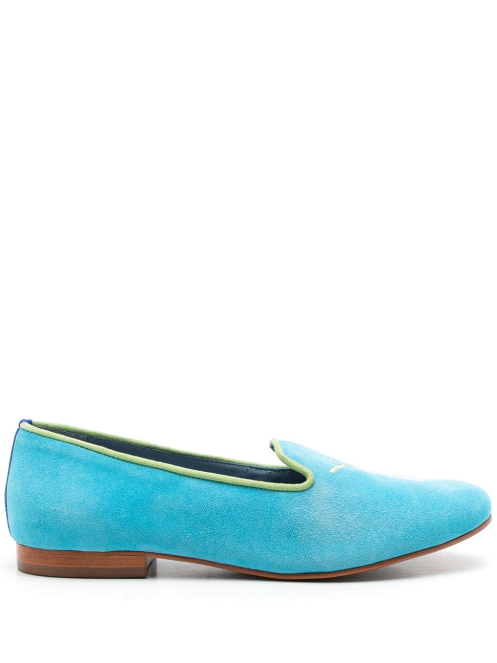 Blue Bird Shoes Cocktail-embroidered Suede Loafers In Blue