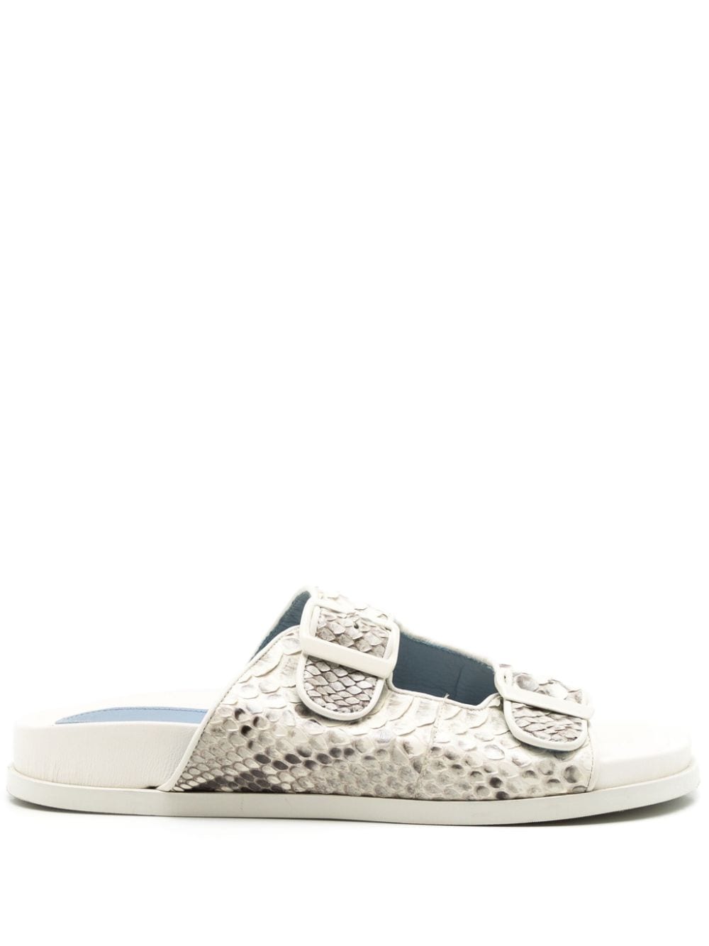 Blue Bird Shoes Snakeskin-effect Buckle Sandals In White
