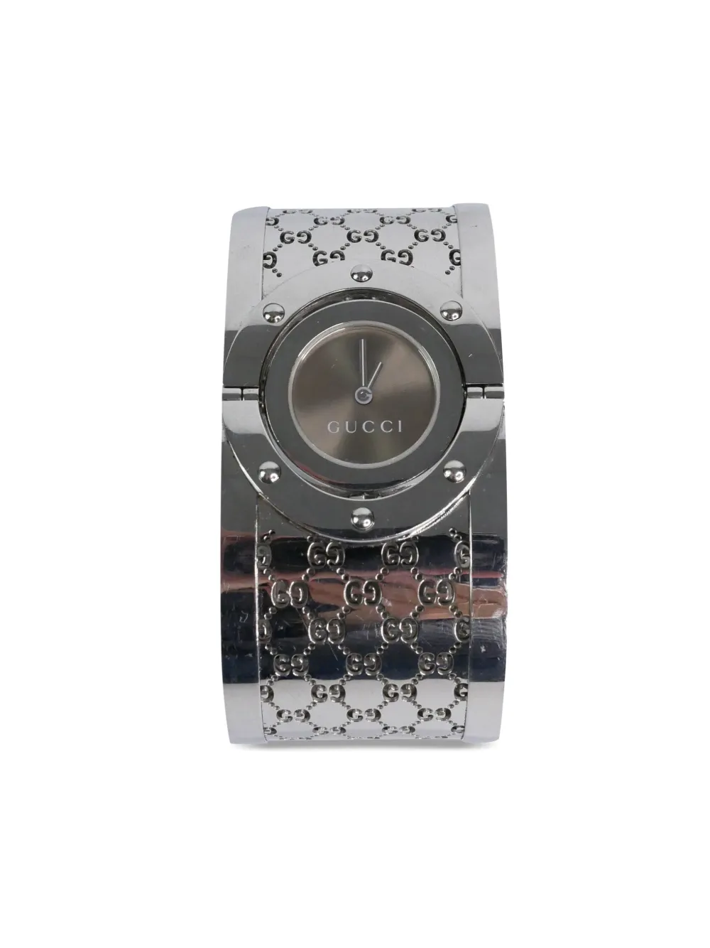 Pre-owned Gucci Twirl Gg 23mm In 银色