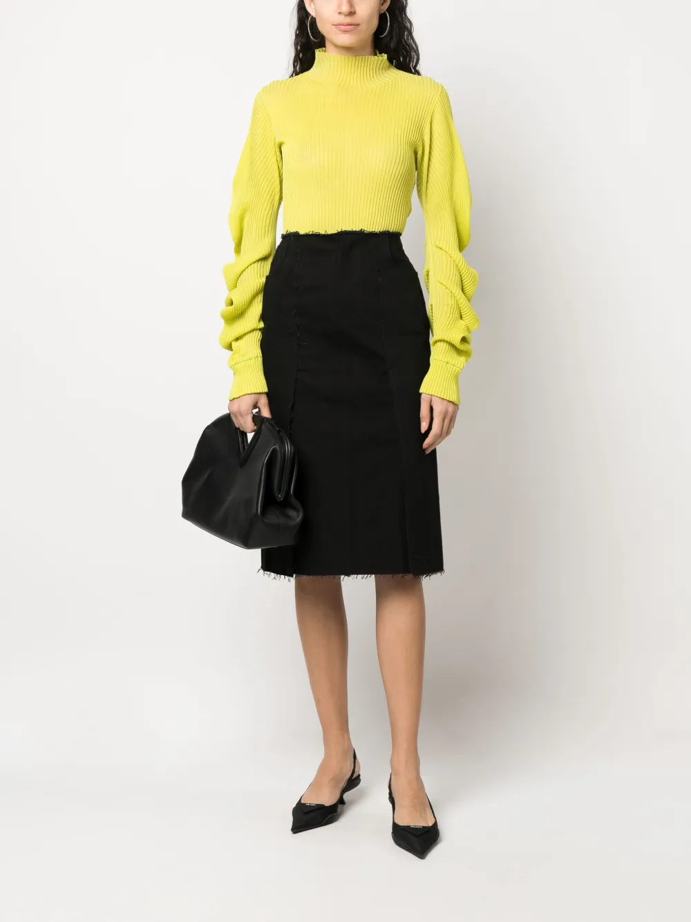Raf Simons High waist midi-rok - Zwart
