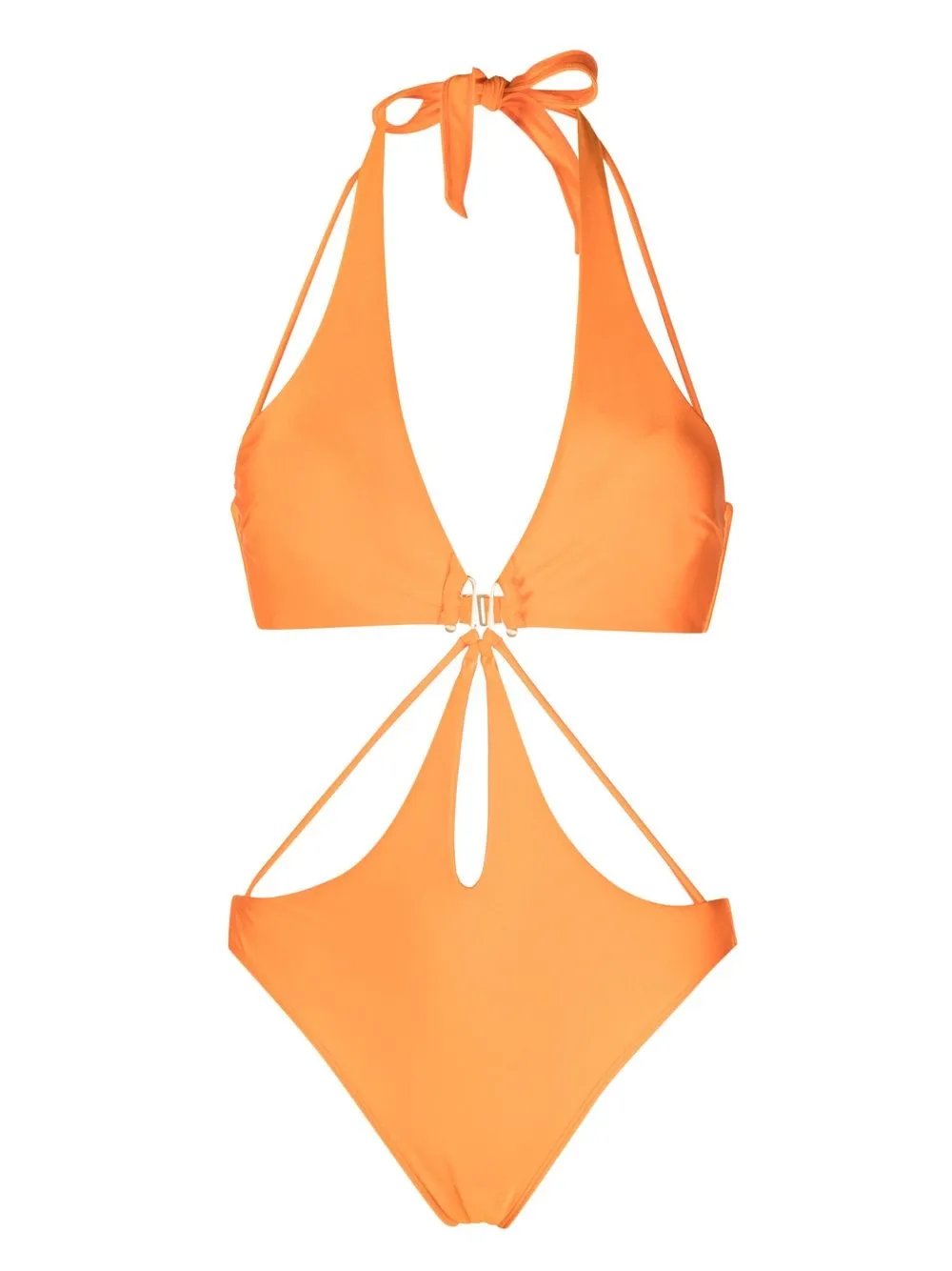 Cult Gaia cut-out detail halterneck swimsuit | Orange | Image 1
