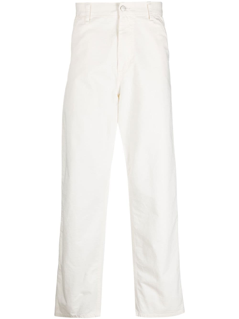 Shop Carhartt Logo-patch Straight-leg Trousers In Weiss