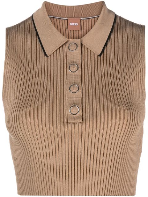 BOSS ribbed-knit cropped vest