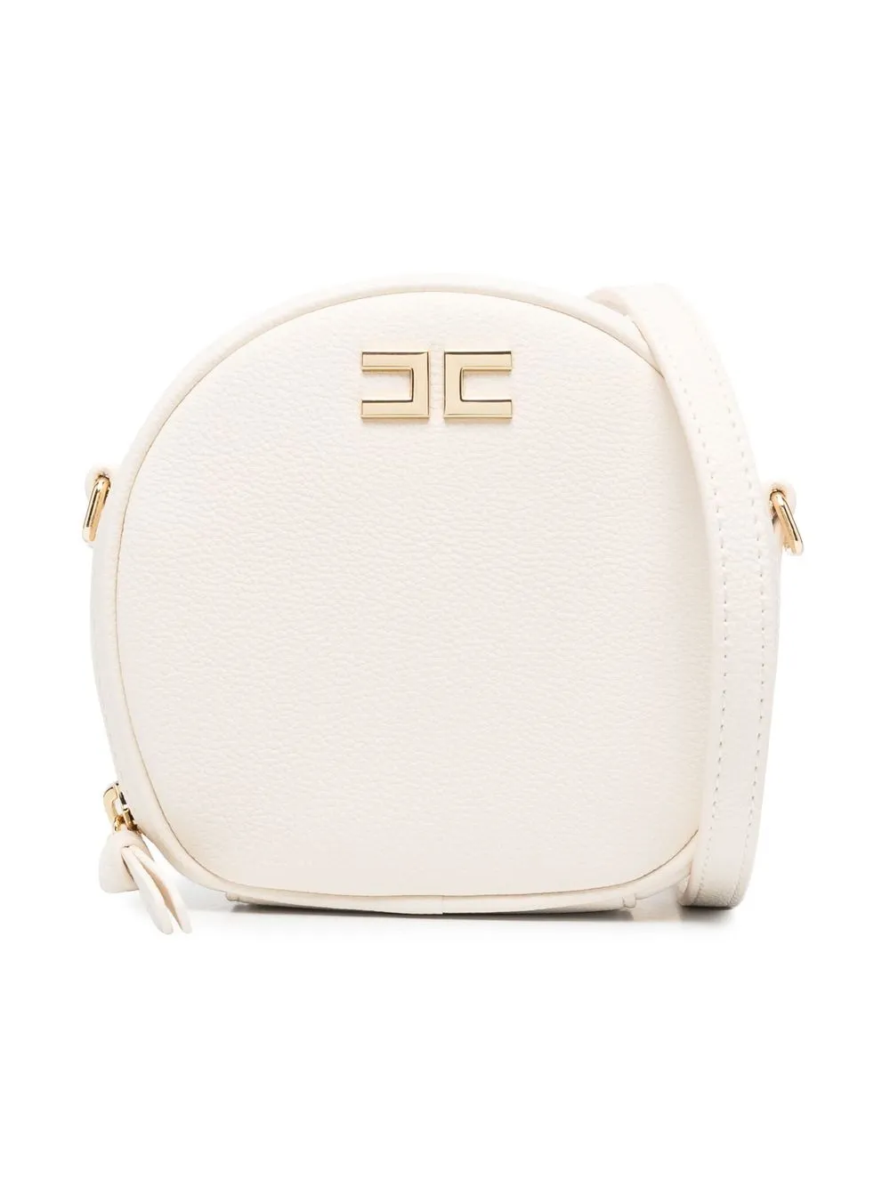 Elisabetta Franchi La Mia Bambina Circular Logo-plaque Shoulder Bag In Butter