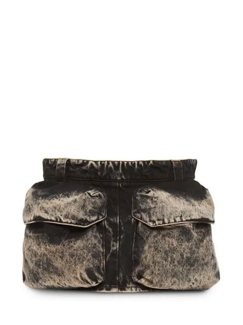Miu Miu patch-pocket bleached denim miniskirt