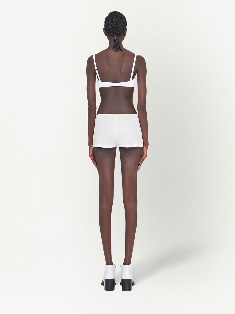 Shop Miu Miu Ribbed Knit Boxer Shorts In F0009 White