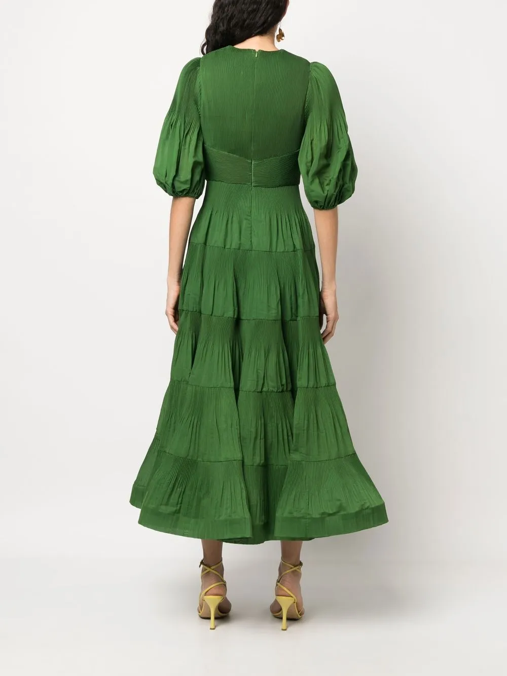 ZIMMERMANN Pleated Tiered Midi Dress - Farfetch