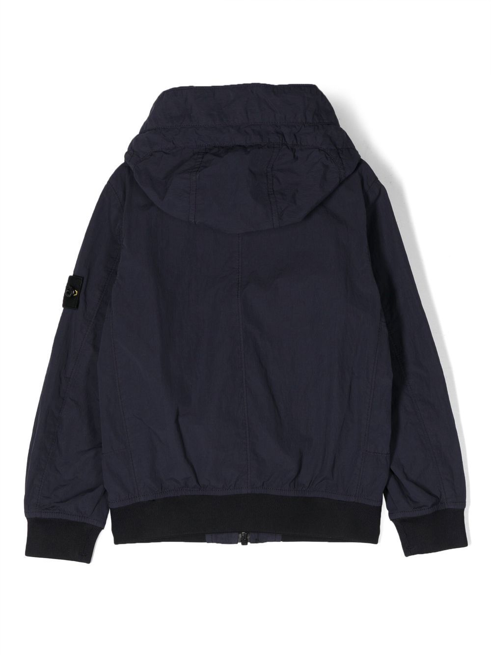 Shop Stone Island Junior Crinkled-finish Hooded Jacket In Blue