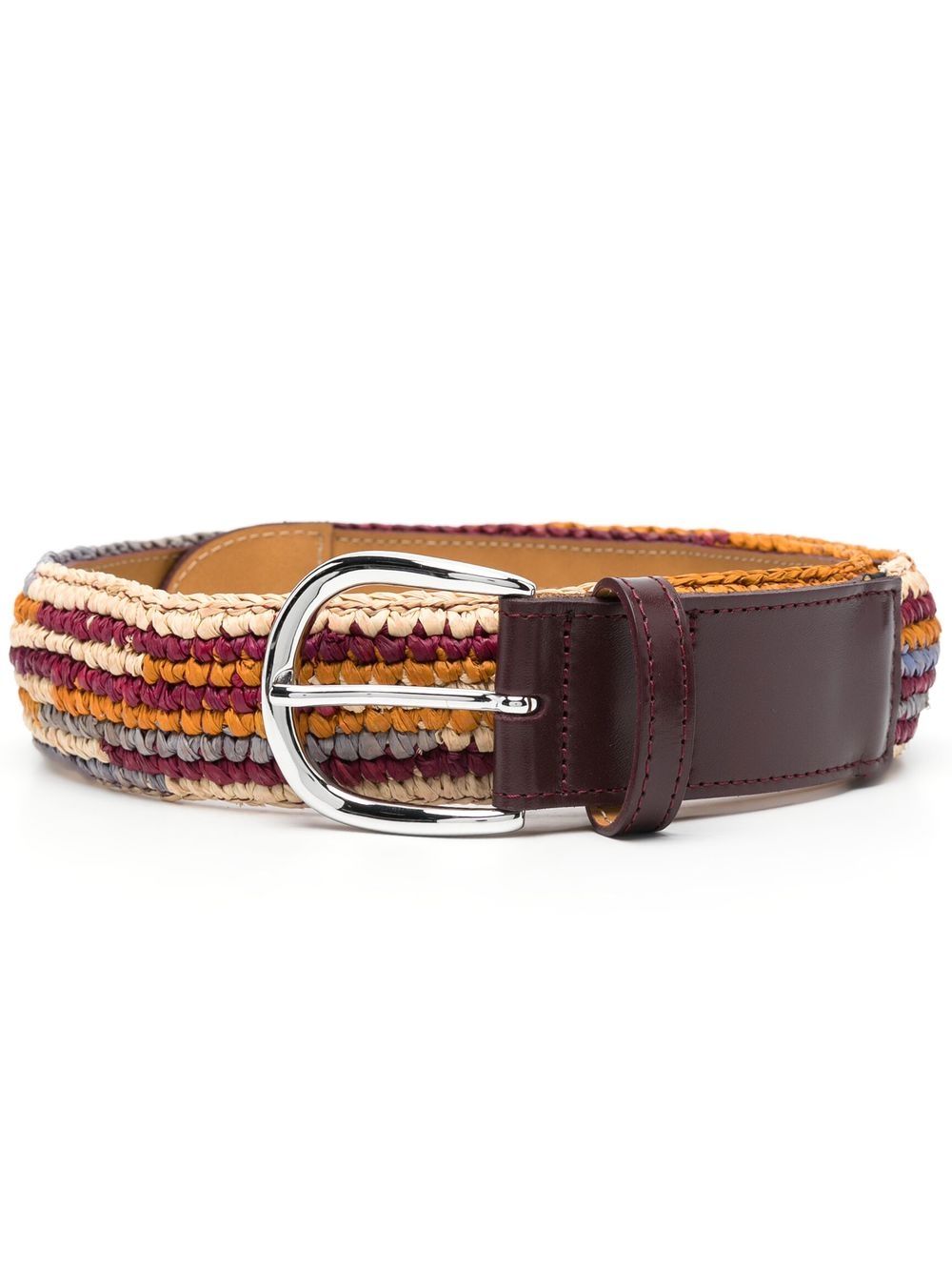 Isabel Marant Zaf Graphic Woven Raffia & Leather Belt In Fushia Yellow ...