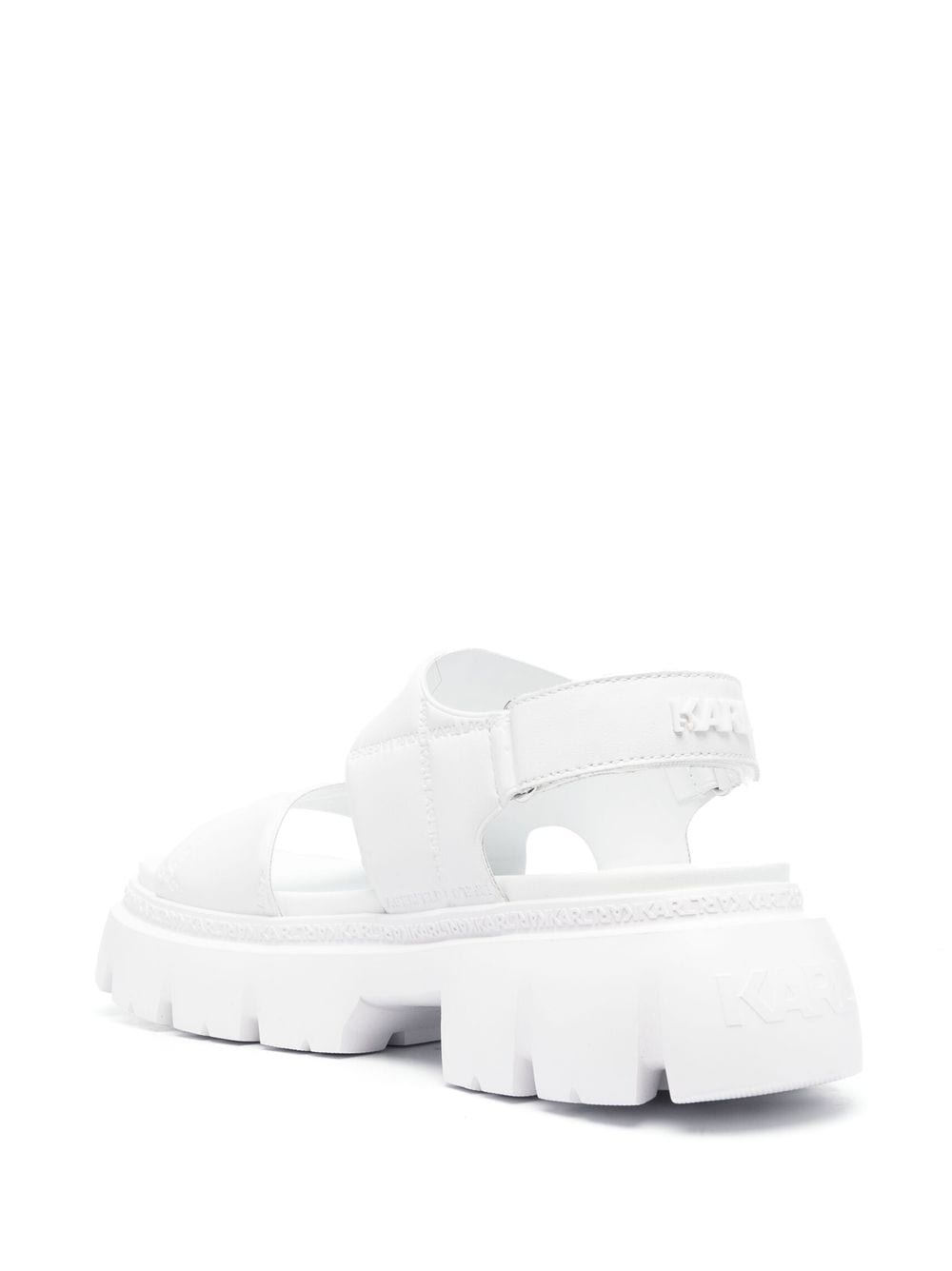 Shop Karl Lagerfeld Logo-debossed Quilted Open-toe Sandals In White