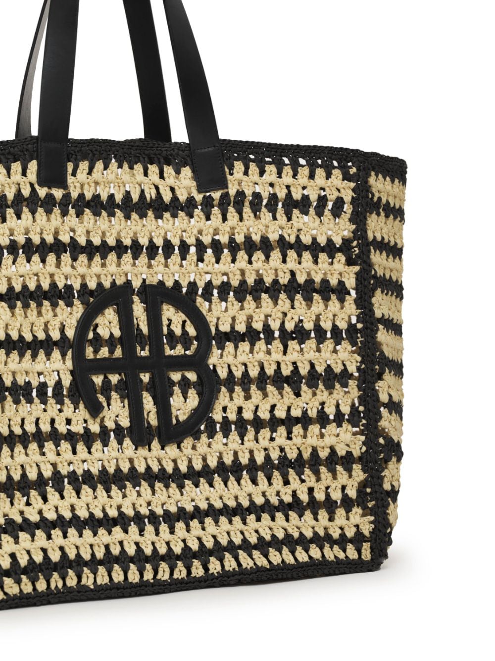 Anine Bing Large Rio Tote In Black And Natural Stripe | ModeSens