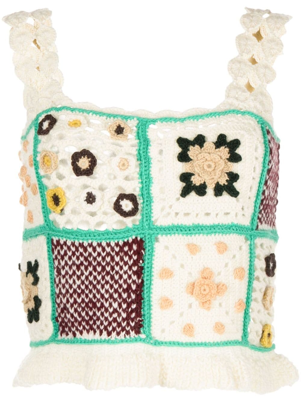 Sea crochet-knit sleeveless top - White