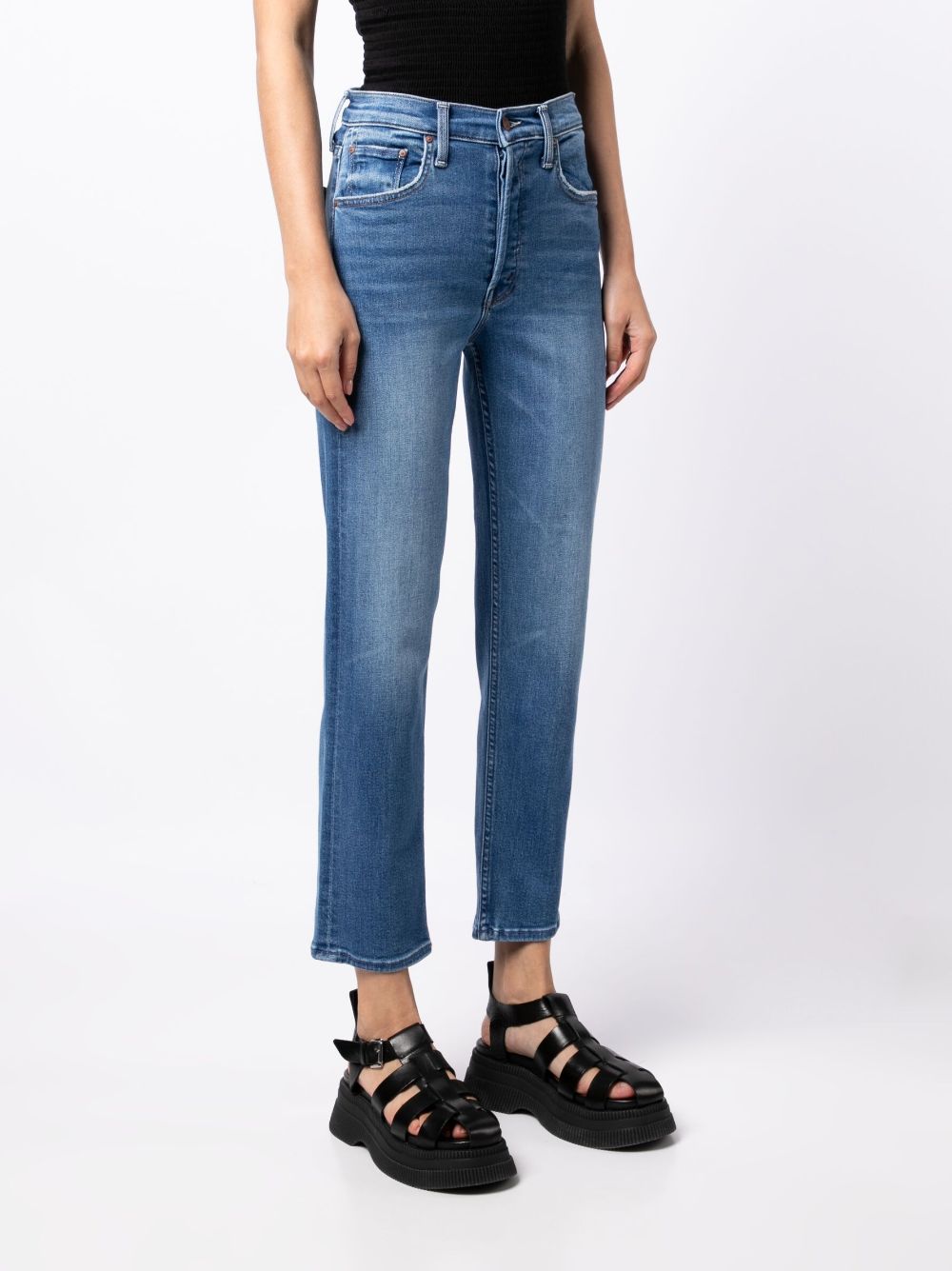 Shop Mother Front-fastening Cropped Jeans In Blau