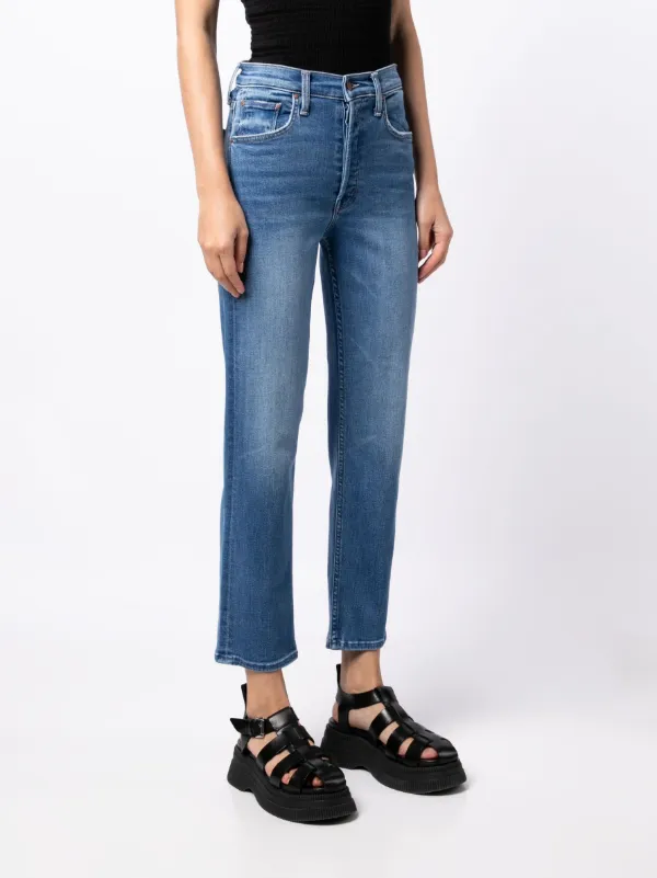 【送料&関税込】MSGM Cropped Jeans TACSTRUN Women's Straight Leg Jeans Mid Waisted Stretchy
