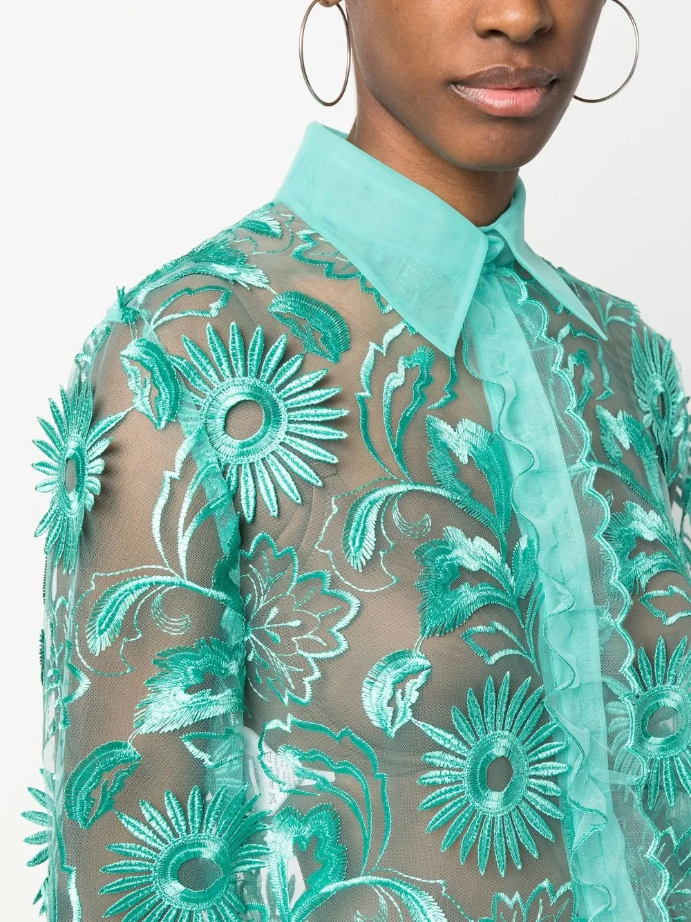 Shop Alberta Ferretti Embroidered-design Shirt In Grün