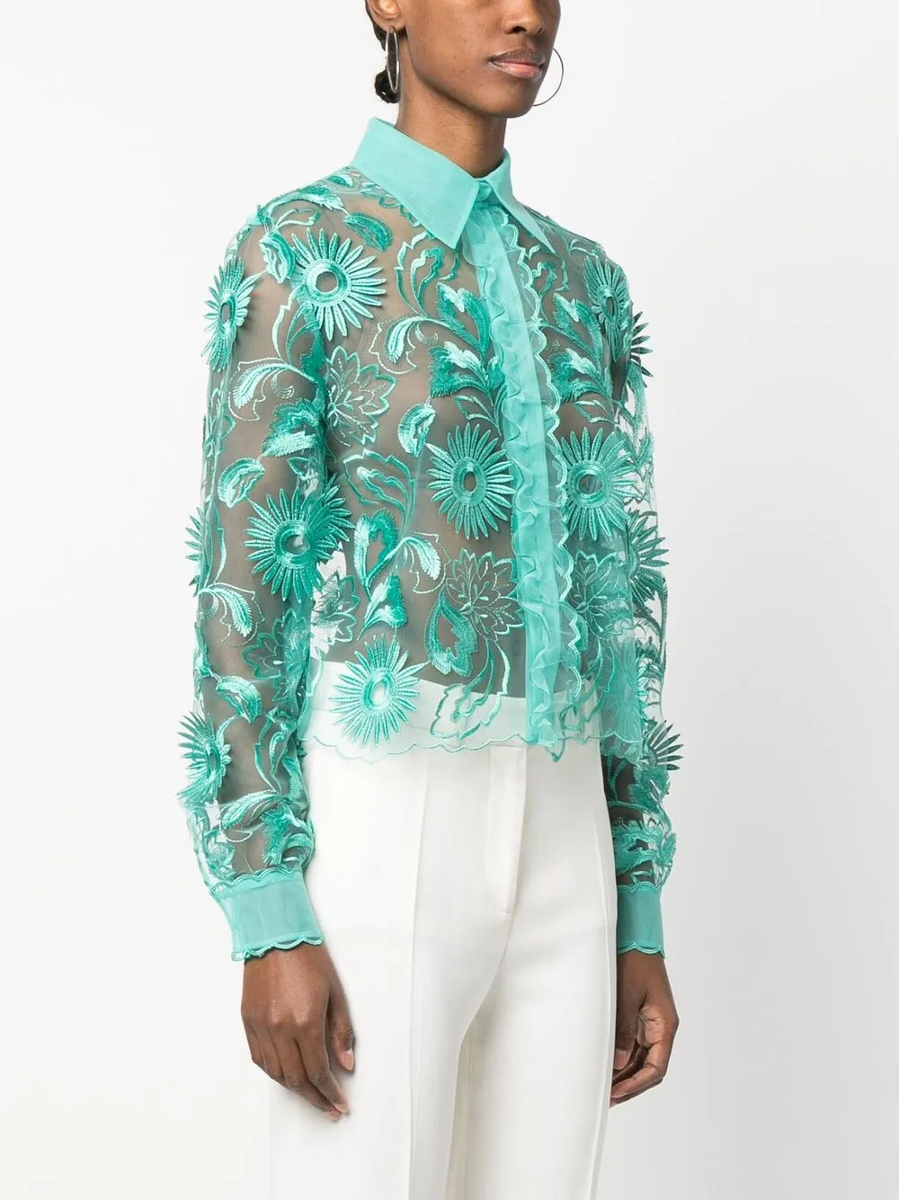 Shop Alberta Ferretti Embroidered-design Shirt In Grün