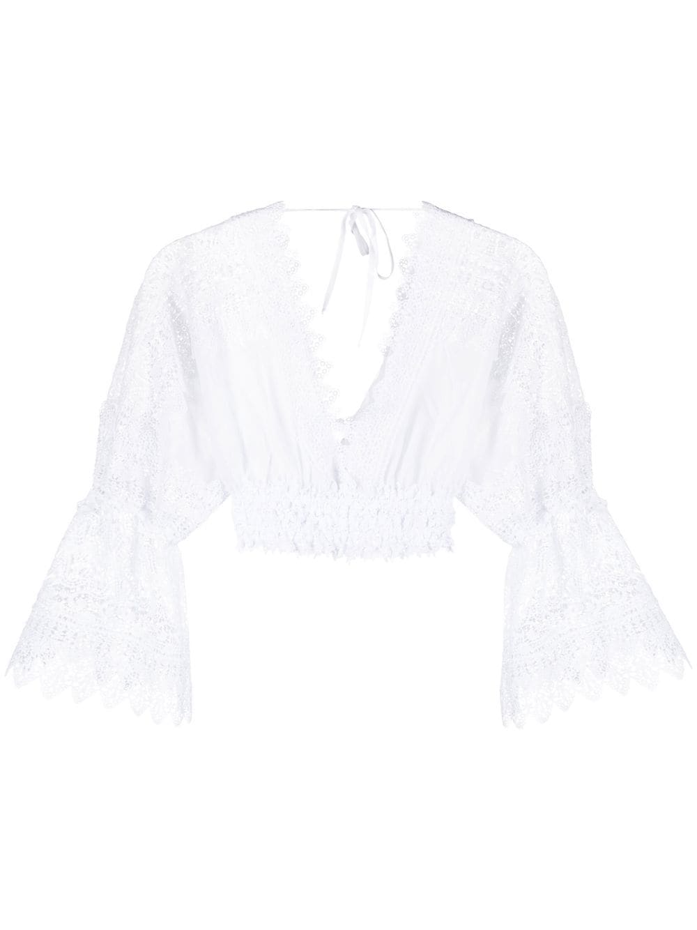Charo Ruiz Embroidered V-neck Cropped Blouse In White
