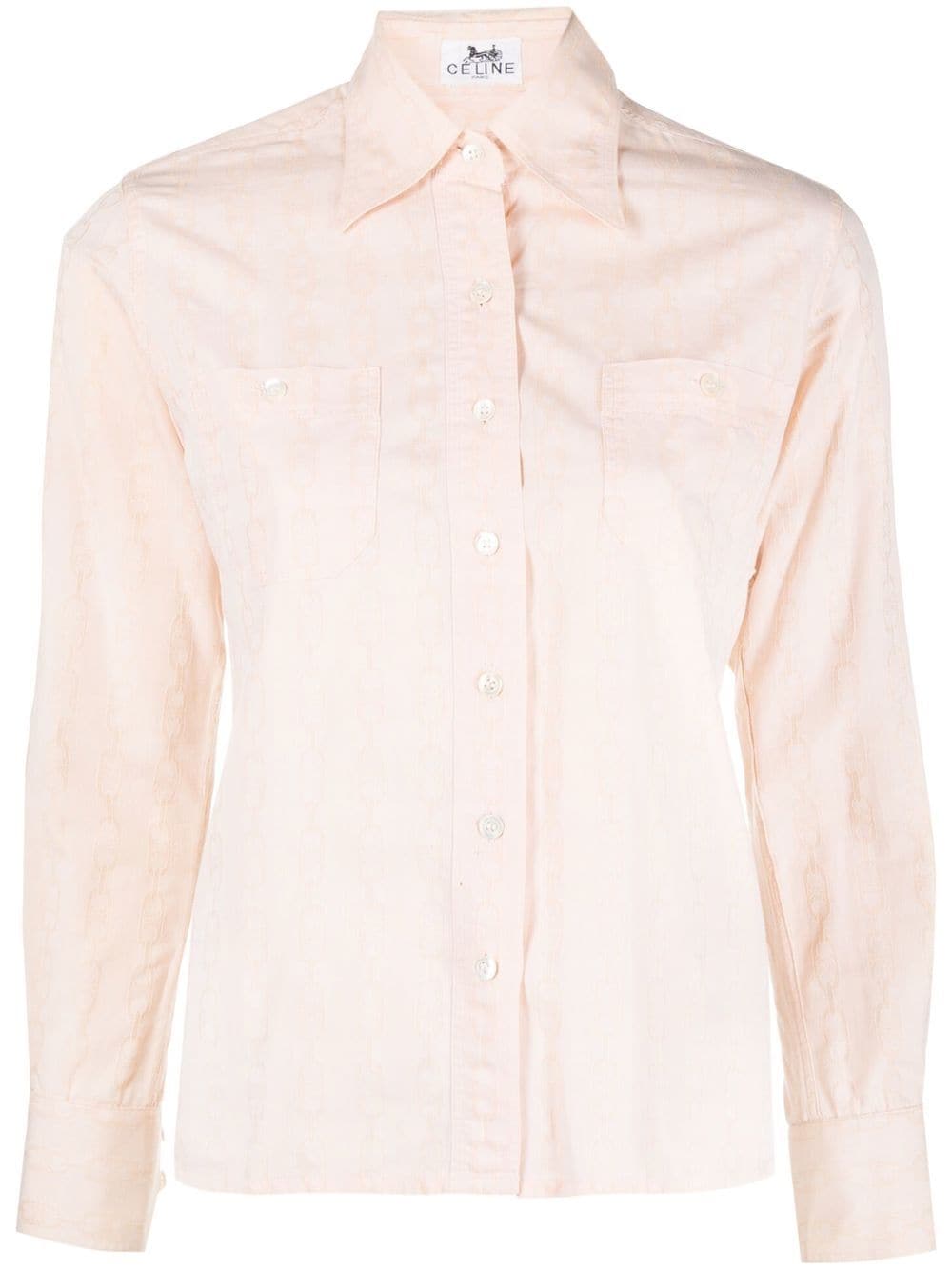 Pre-owned Celine 图案印花棉衬衫（1970年代典藏款） In Pink