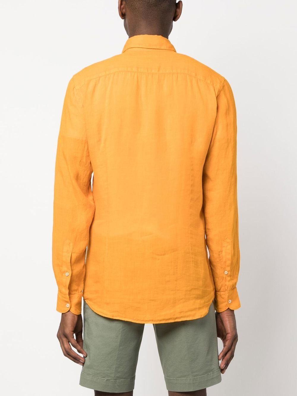 Shop Fay Long-sleeve Linen Shirt In Orange