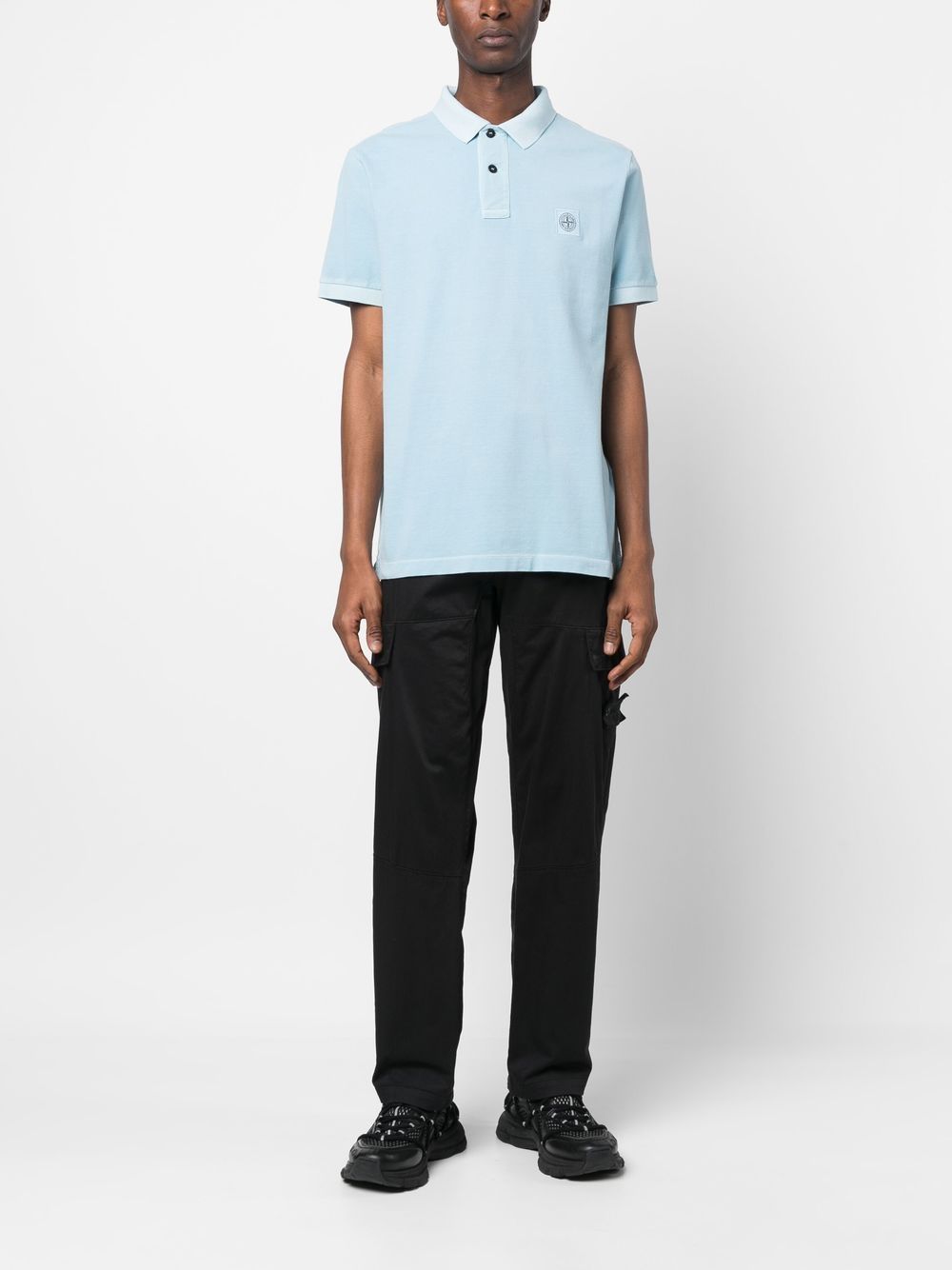 Shop Stone Island Logo-patch Polo Shirt In Blue