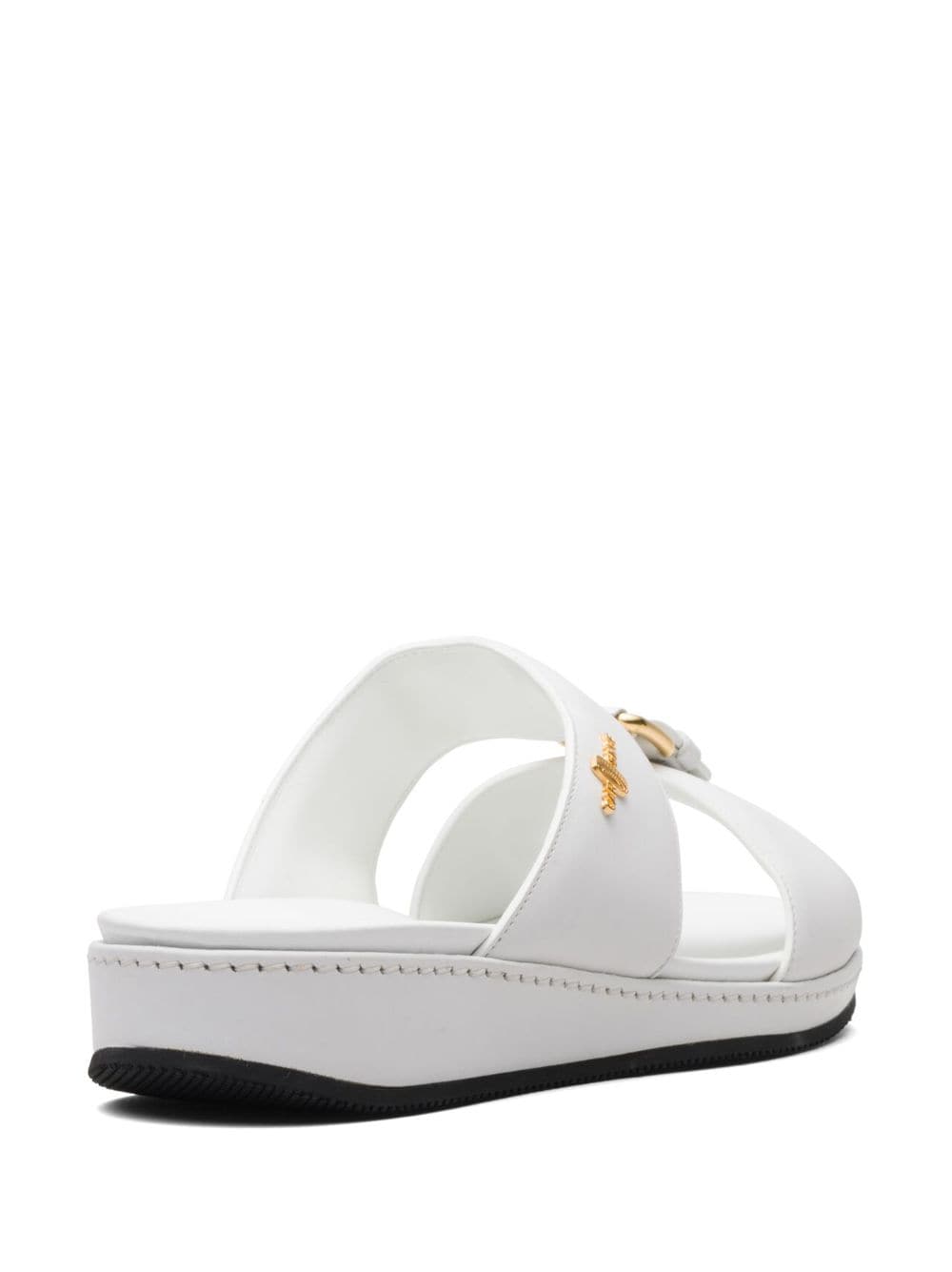 Shop Car Shoe Buckle-embellished Flat Sandals In Weiss