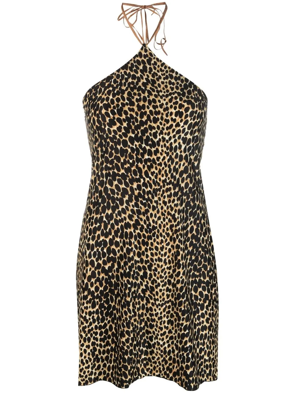 Pre-owned Dolce & Gabbana 2000s Leopard-print Halterneck Dress In Neutrals