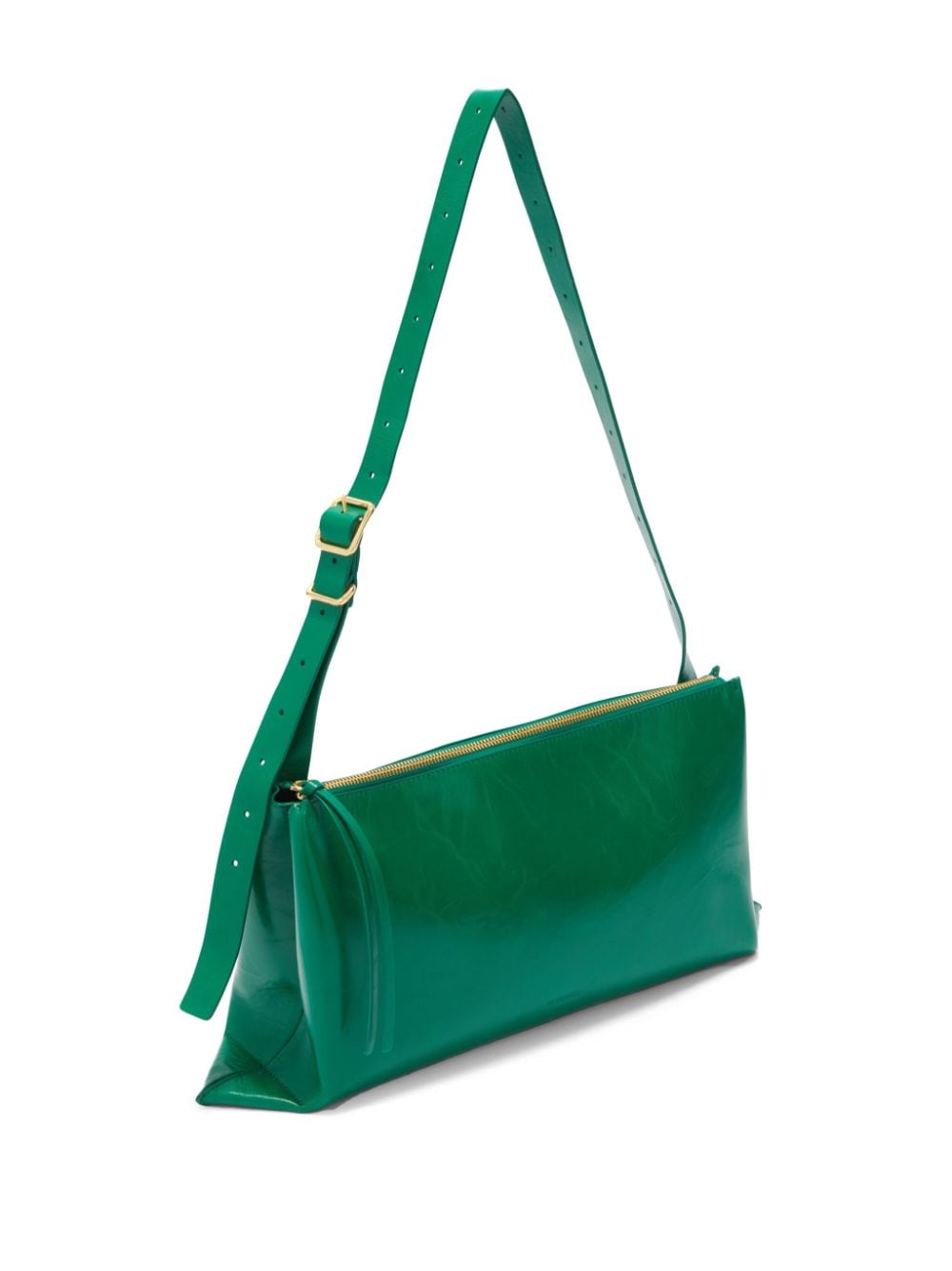 Shop Jil Sander Medium Empire Leather Shoulder Bag In Green