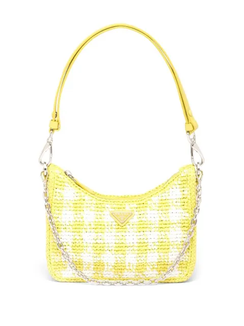 Prada triangle-logo raffia mini bag