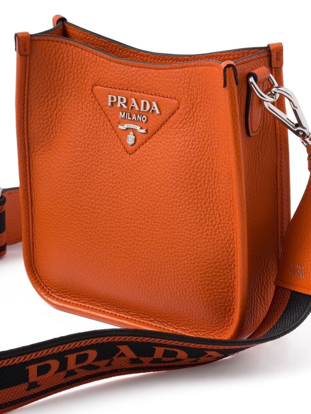 Shop Prada Mini Logo-plaque Shoulder Bag In Orange