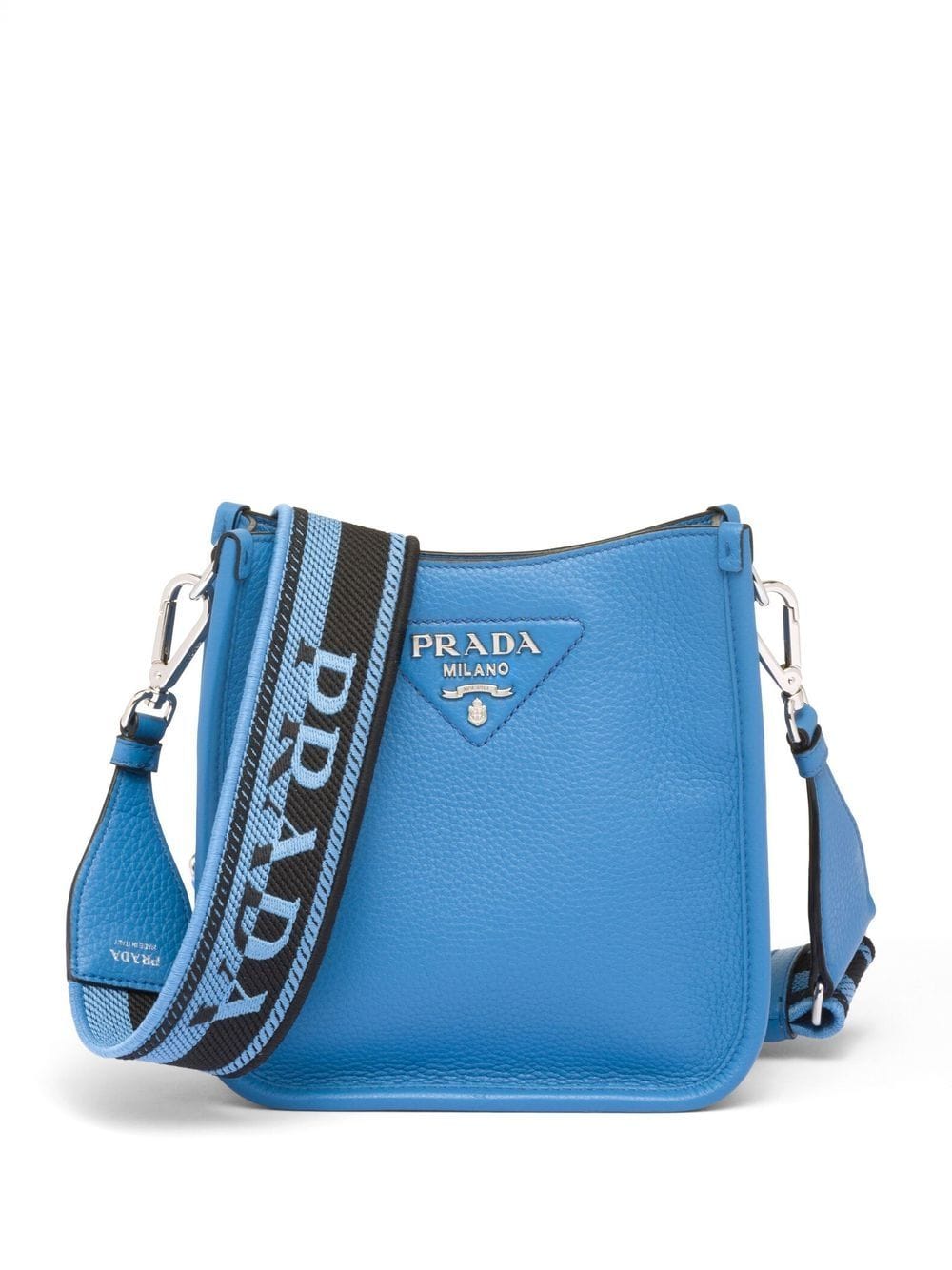 Prada Mini Logo-plaque Shoulder Bag In Blau