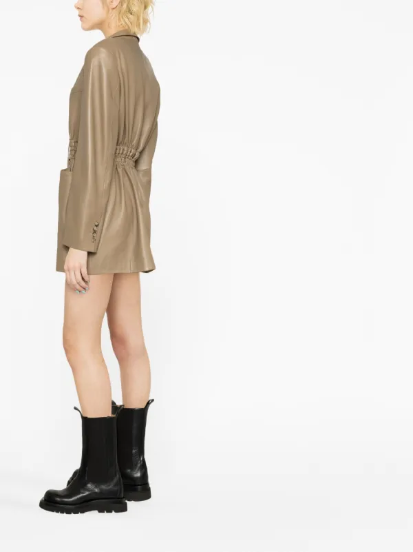 brown leather blazer dress Miss Circle Faux Leather Blazer Mini Dress