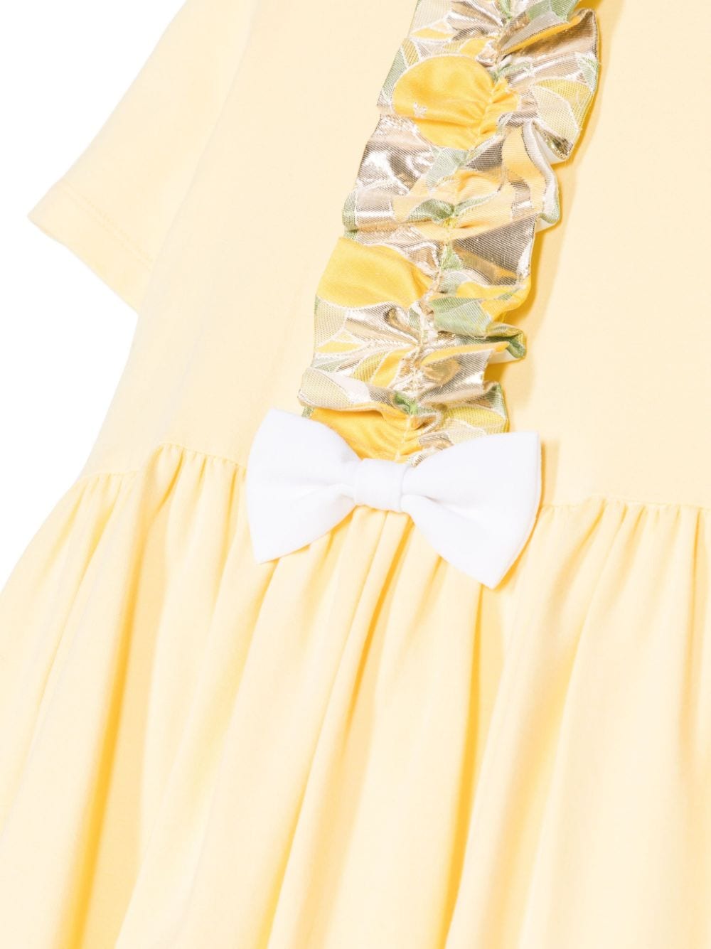 Shop Hucklebones London Short-sleeve Bow-detail Mini Dress In Pale Lemon