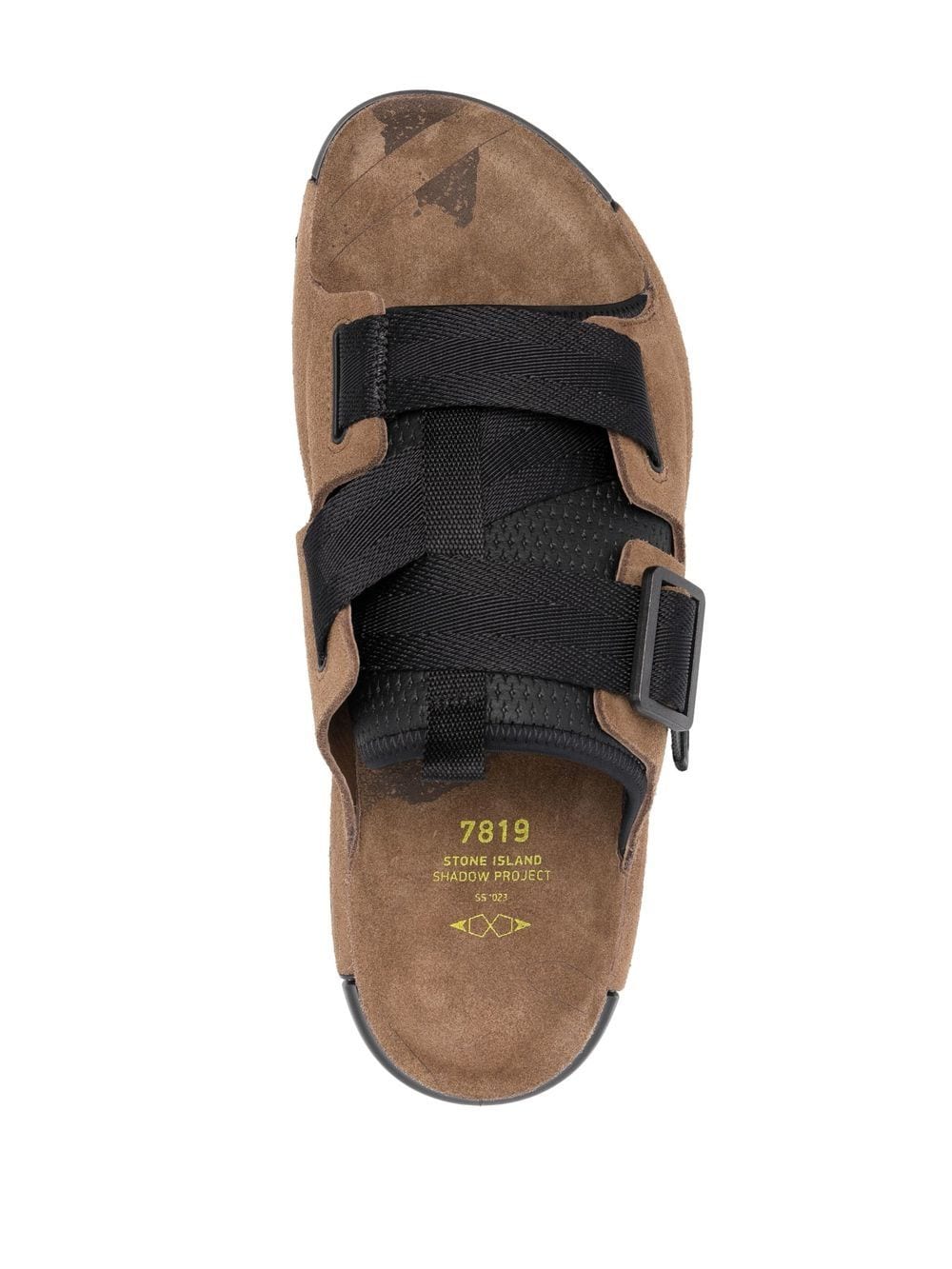 Shop Stone Island Shadow Project Crossover Fastening Suede Slides In Braun