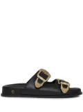 ANINE BING buckled leather slides - Black