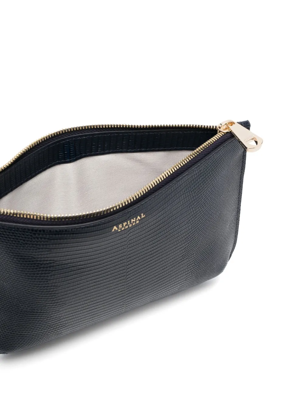 Aspinal Of London Logo-lettering Leather Make-up Bag In Blau