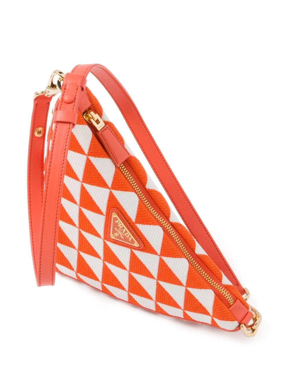 Shop Prada Embroidered Jacquard Mini Bag In Orange