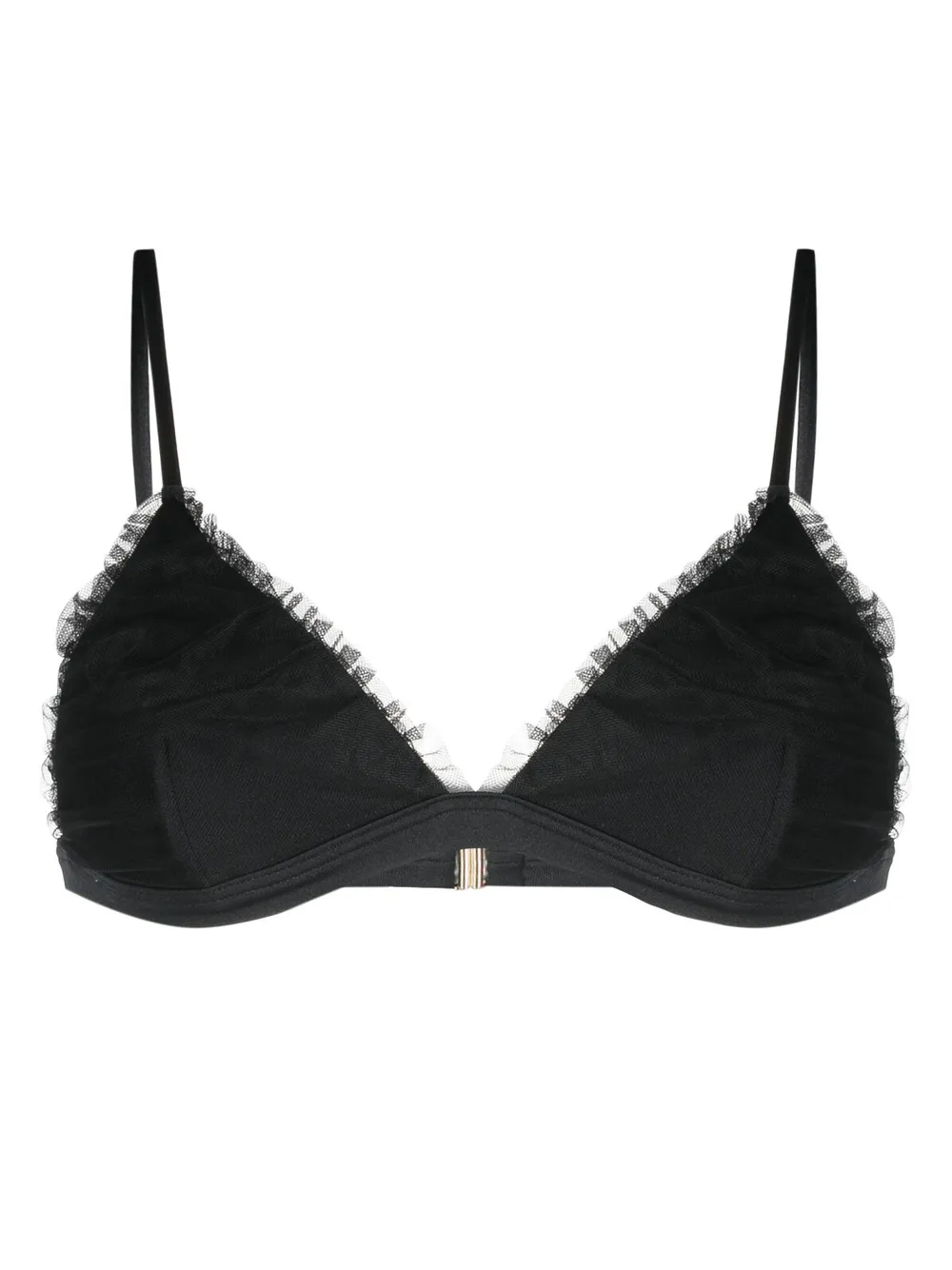 Mc2 Saint Barth Tulle-overlay Bikini Top In Black