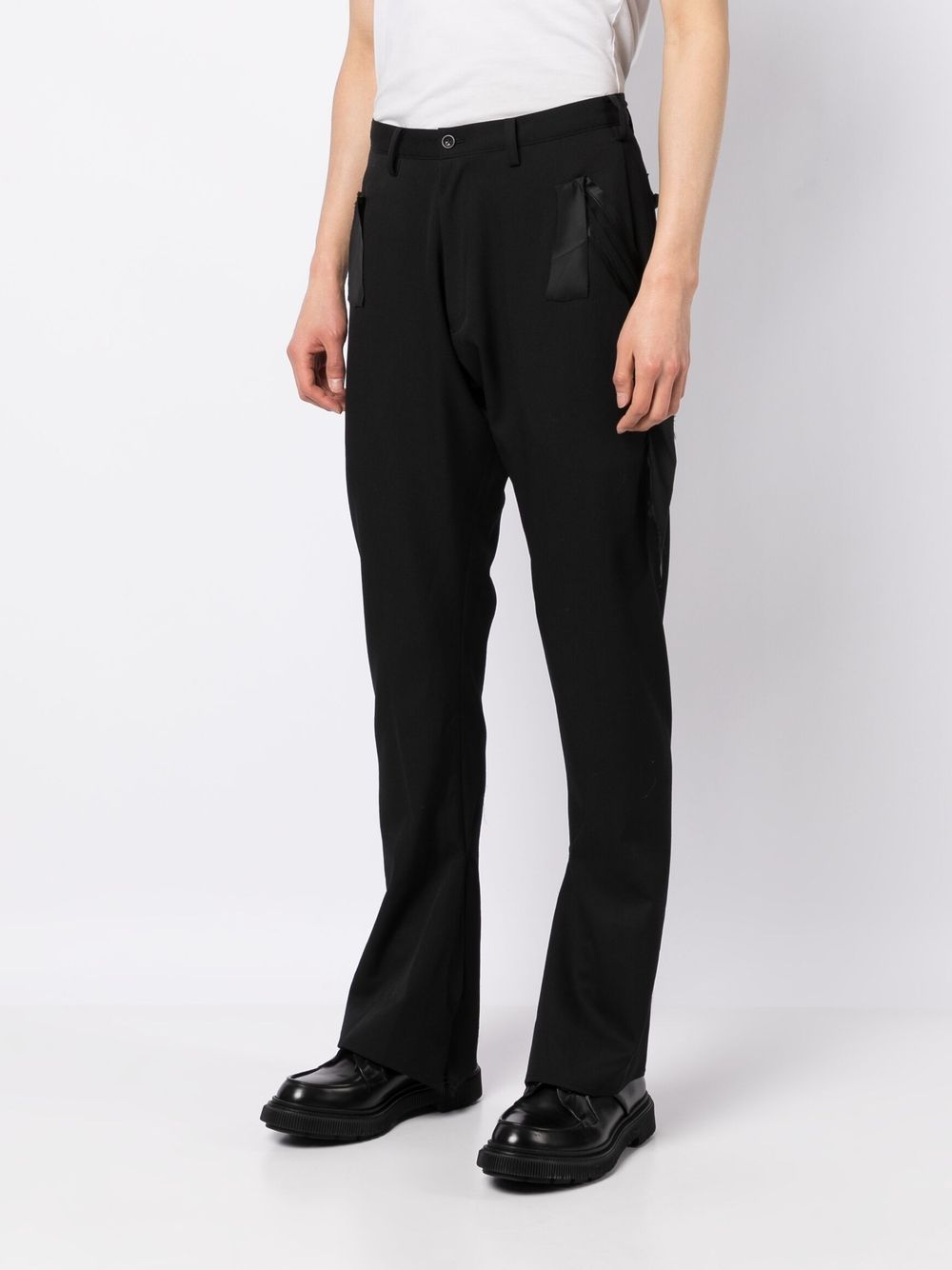 Shop Sulvam Straight-leg Wool Trousers In Black