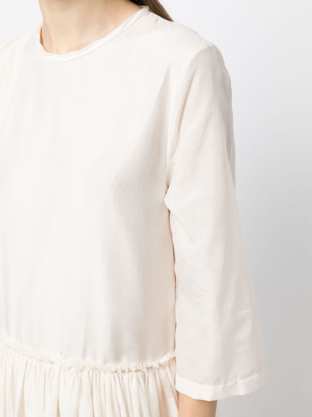 Shop Sara Lanzi Round-neck Pleated Midi-dress In White