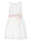 Mimilù floral-appliqué tulle dress - White