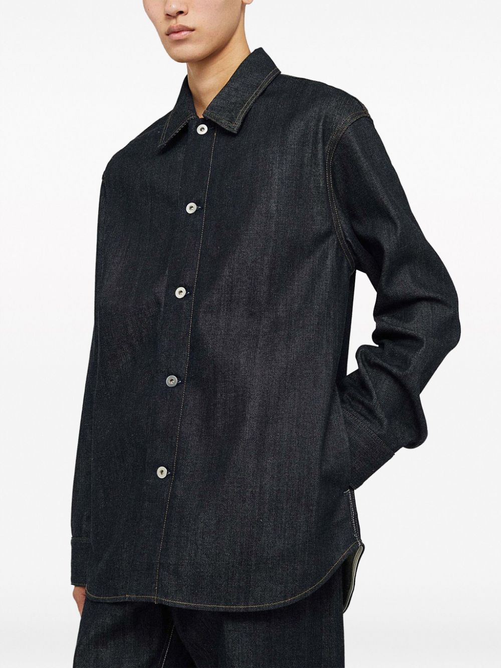 Shop Jil Sander Long-sleeve Denim Shirt In Blue