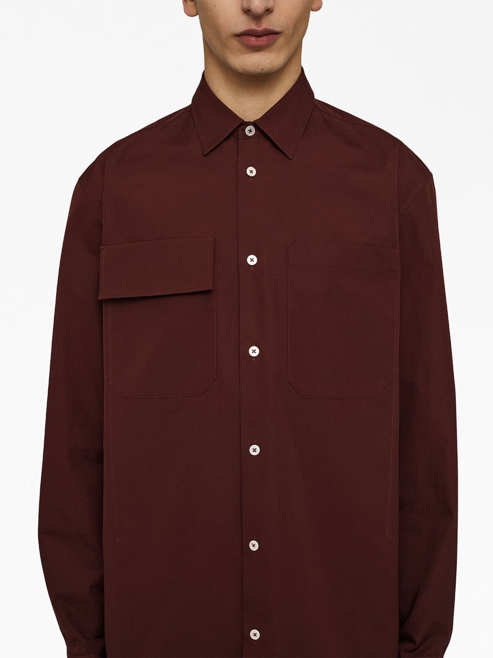 Shop Jil Sander Long-sleeve Pocket Cotton Shirt In Red