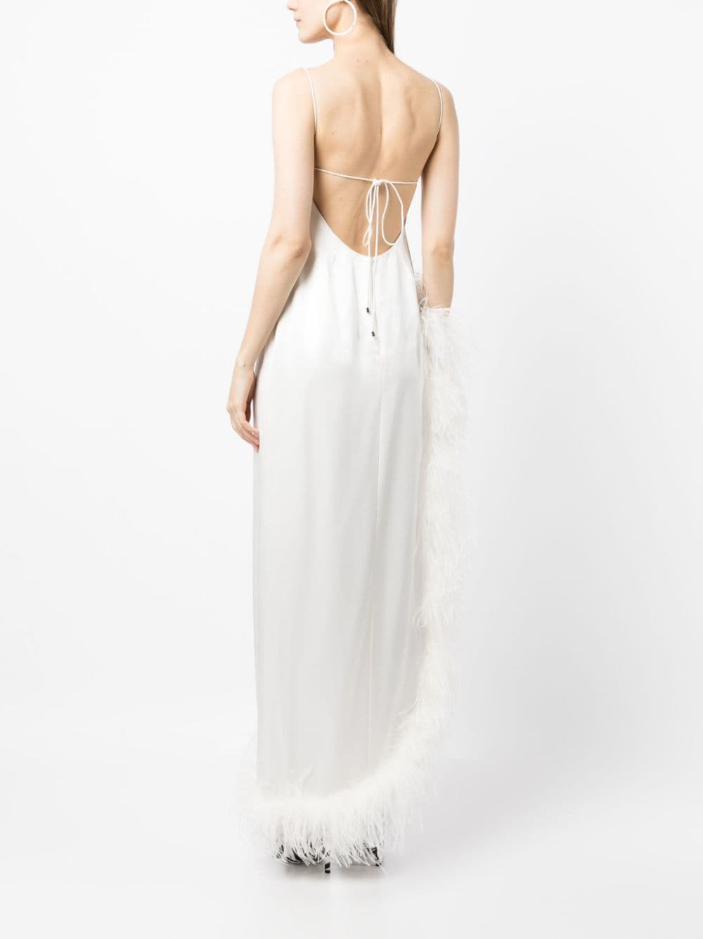 Shop Retroféte Priscilla Feather Long Dress In White
