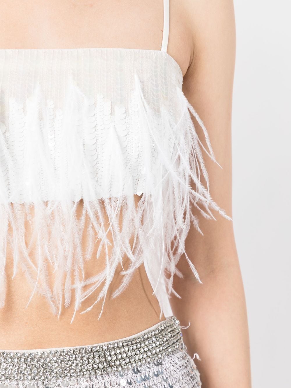 Shop Retroféte August Feather-detail Cropped Top In White