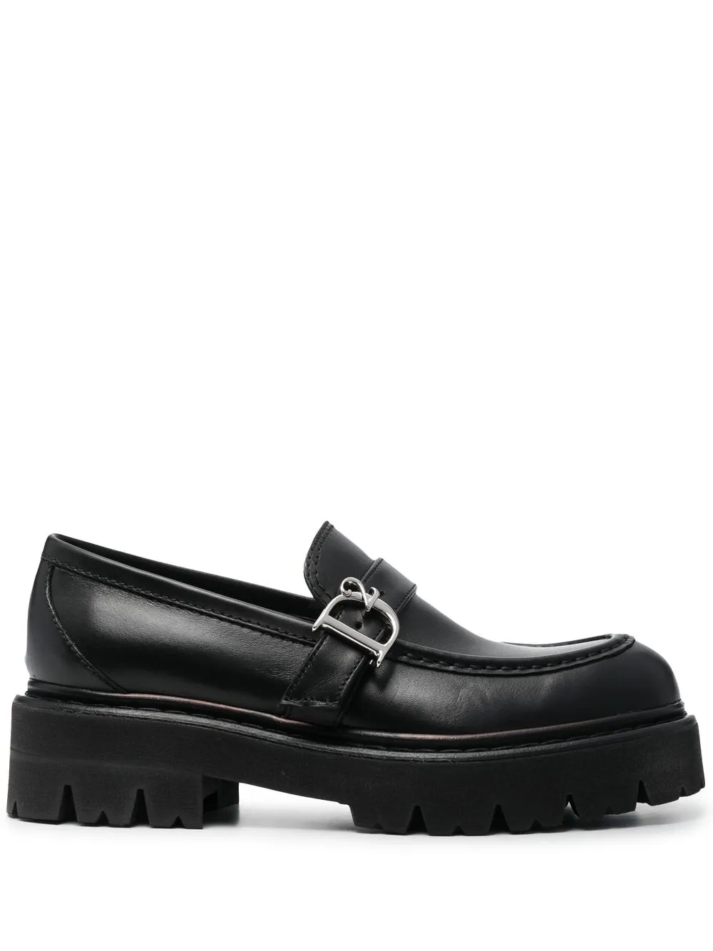 Shop Dsquared2 Monogram-detail Flat Loafers In Black