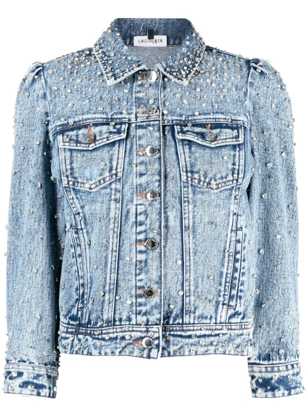 Crystal embellished deals denim jacket